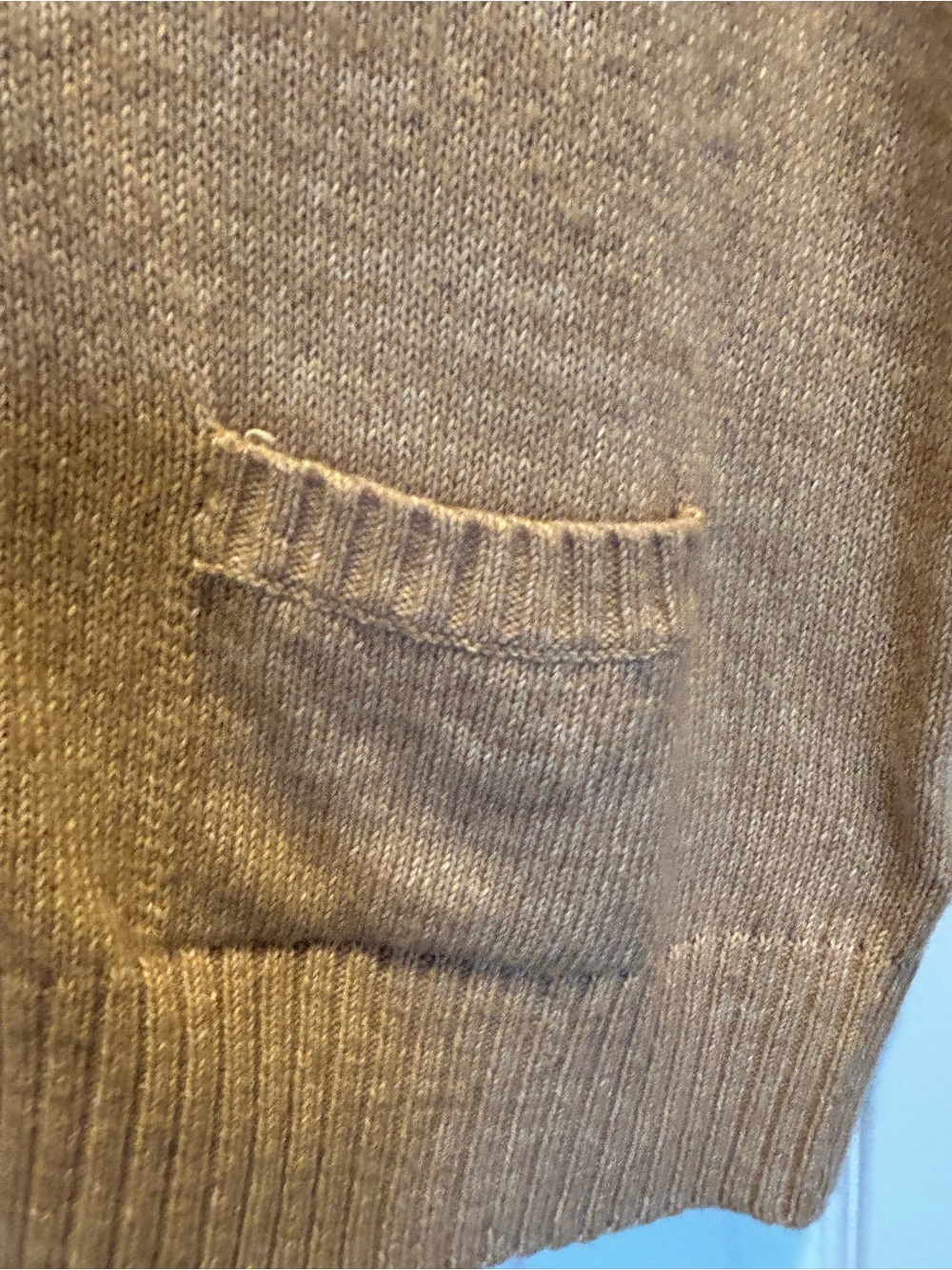 twik Tan V-Neck Button Front Knit Sweater Vest - cotton blend, size medium - Picture 4 of 13